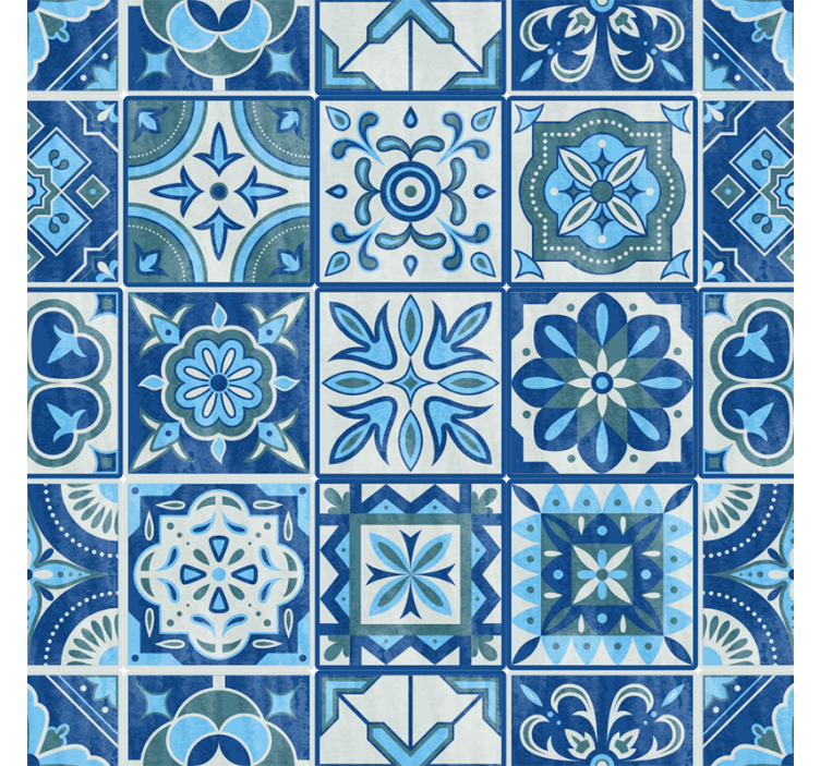 Tile wallpaper talavera blue design - TenStickers