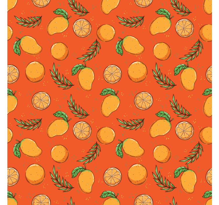 Ornamental wallpaper citrus patterned design - TenStickers