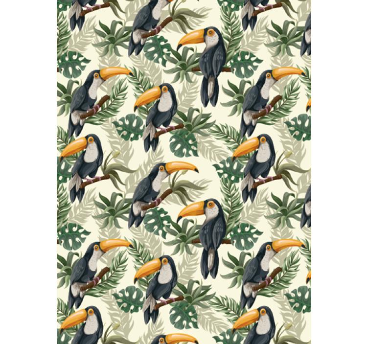Jungle wallpaper featuring vibrant toucans - TenStickers