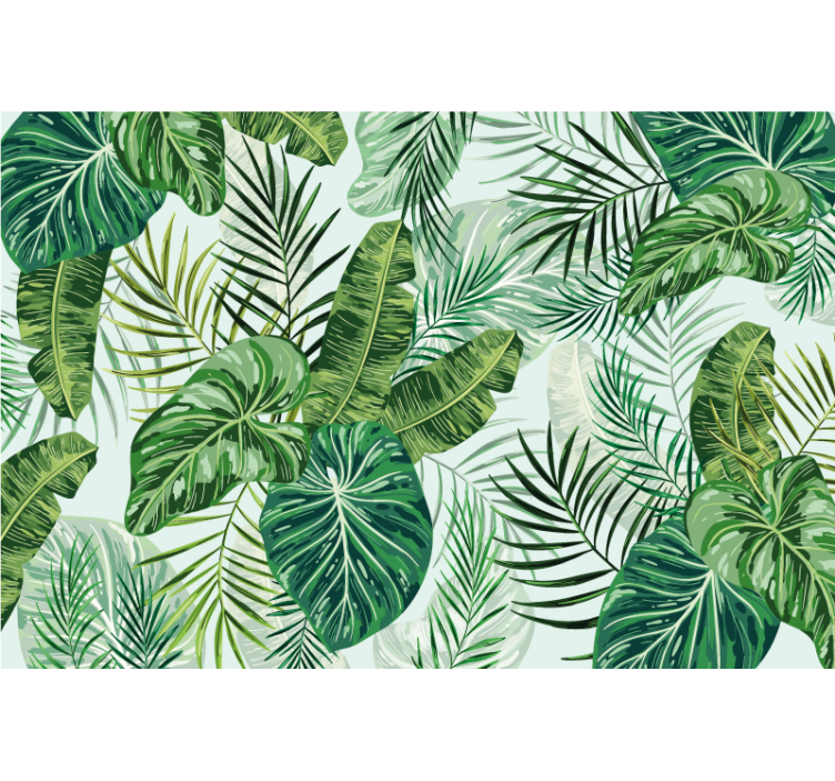 Jungle wallpaper big green leaves design - TenStickers