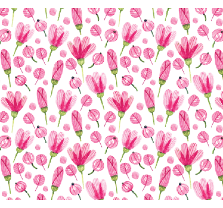 Living room wallpaper pink floral design - TenStickers