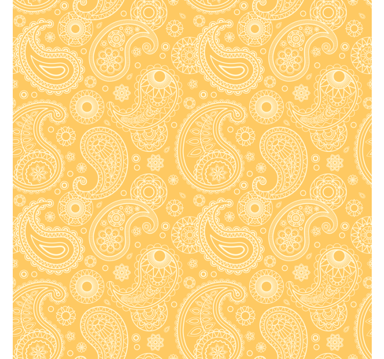 Living room wallpaper in arabic yellow paisley - TenStickers