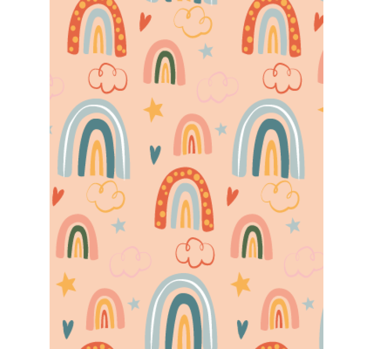 Kids wallpaper pastel simple rainbows - TenStickers