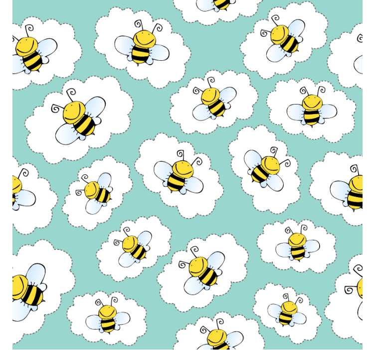Kids wallpaper clouds and bees - TenStickers