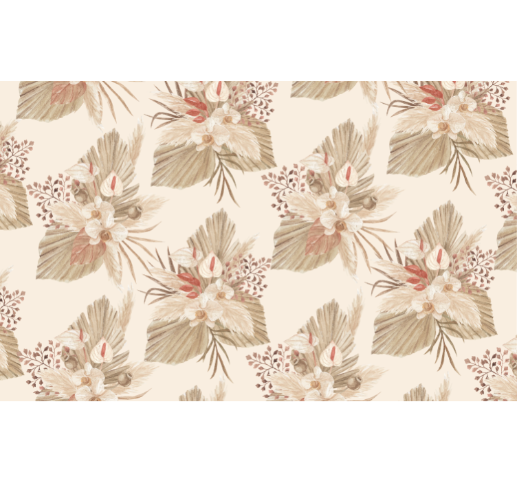 Living room wallpaper dried flower and pampas grass - TenStickers