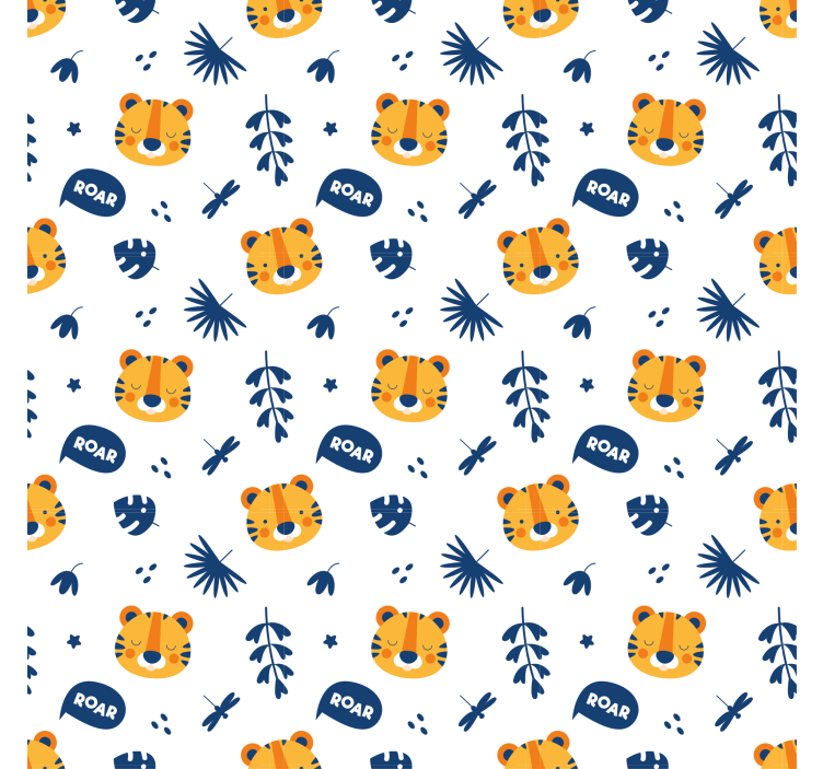 Animal wallpaper with tiger cub and dragonfly design - TenStickers