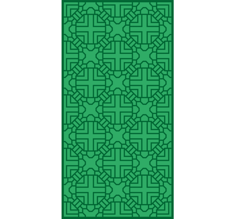 Hallway wallpaper geometric green design - TenStickers