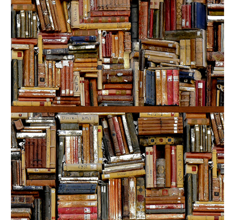 Vintage wallpaper stacked books design - TenStickers