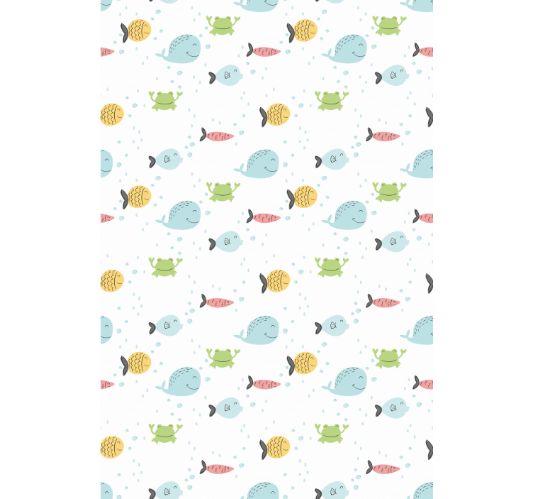 Kids wallpaper colorful fish on white background - TenStickers