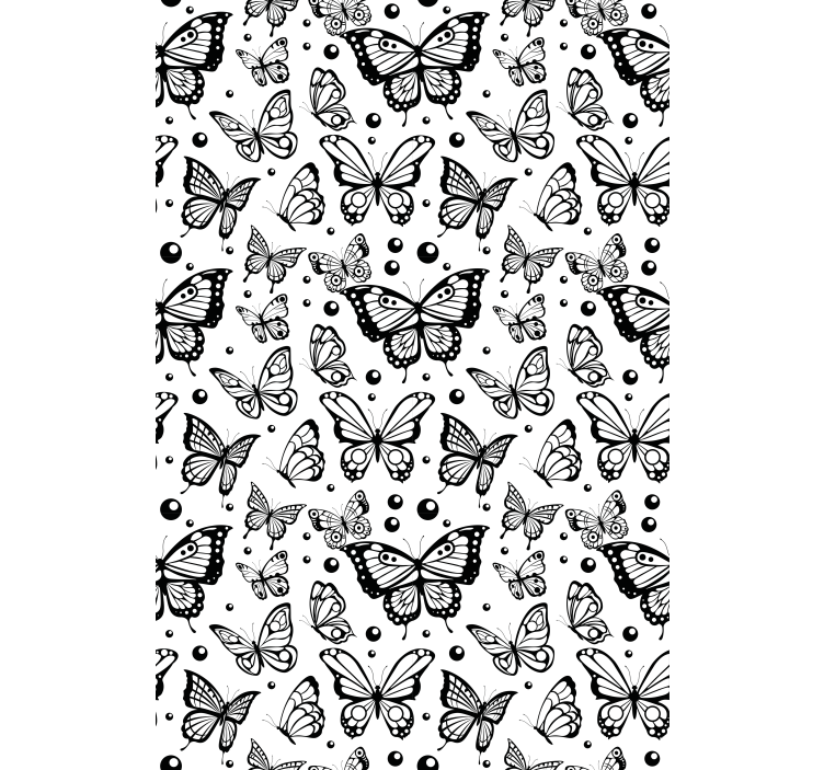 Butterfly wallpaper in monochrome butterflies and dots - TenStickers