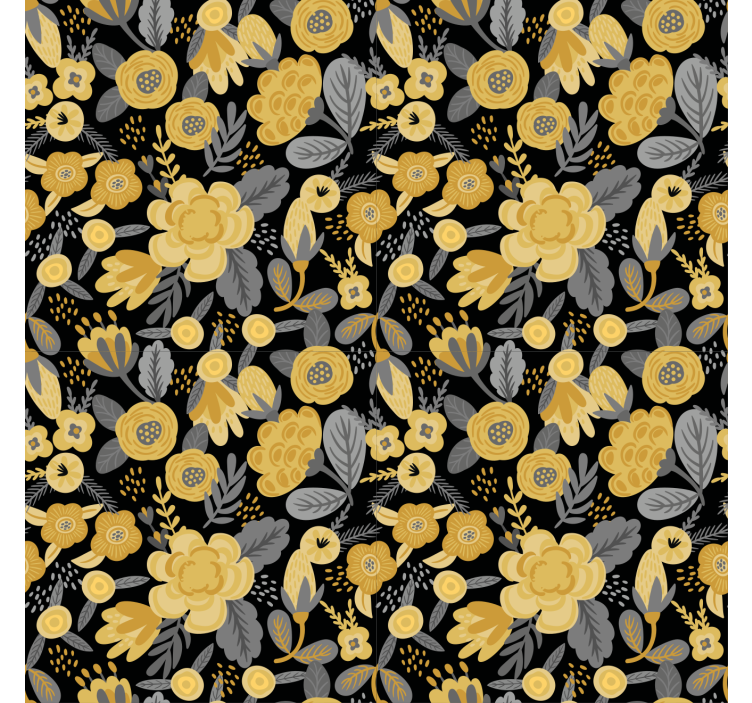 Hallway wallpaper yellow botanical design - TenStickers