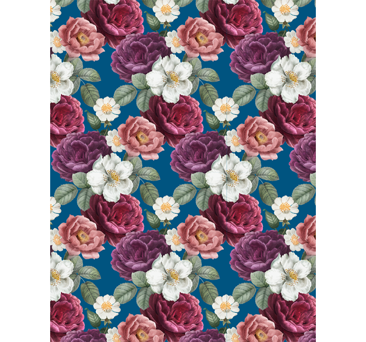 Hallway wallpaper vibrant rose bouquet - TenStickers