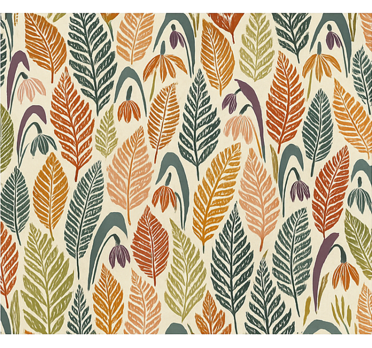 Skandinavian wallpaper multicolour snowdrop blooms - TenStickers