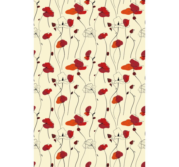 Classic wallpaper poppies design - TenStickers