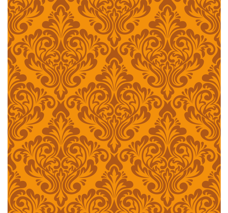 Classic wallpaper vintage orange damask design - TenStickers