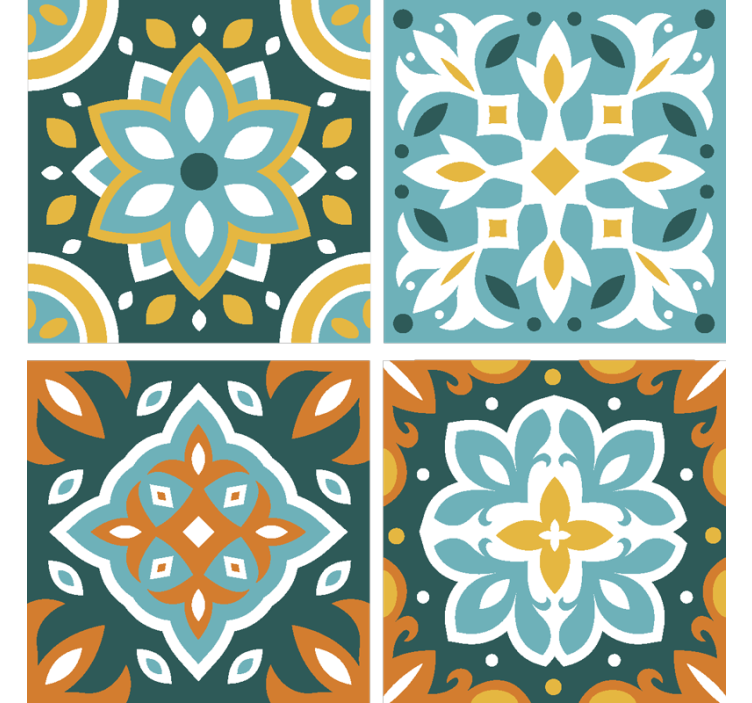 Tile wallpaper in turquoise tiles - TenStickers