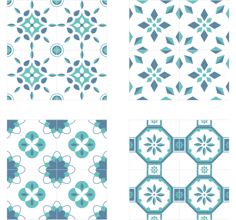 Tile wallpaper floral tile design - TenStickers