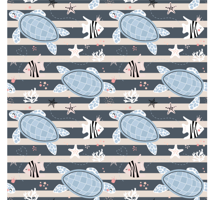 Vintage wallpaper turtle motif design - TenStickers