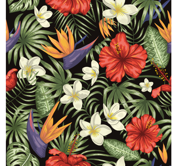 Flower wallpaper tropical jungle plants design - TenStickers