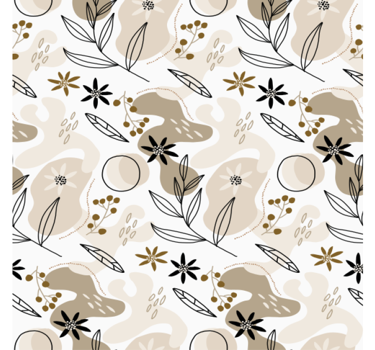 Flower wallpaper stylish pink and beige leaves pattern - TenStickers