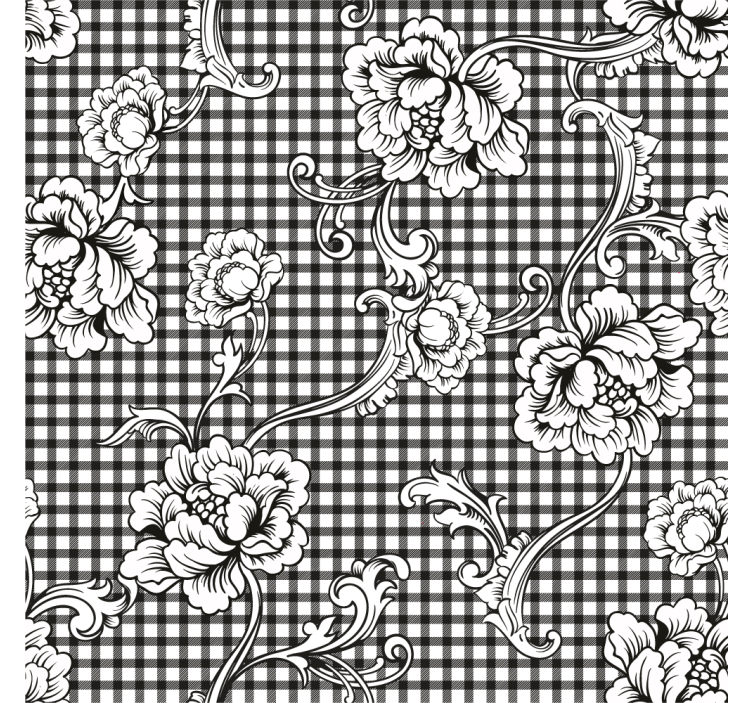 Vintage wallpaper black and white gingham design - TenStickers