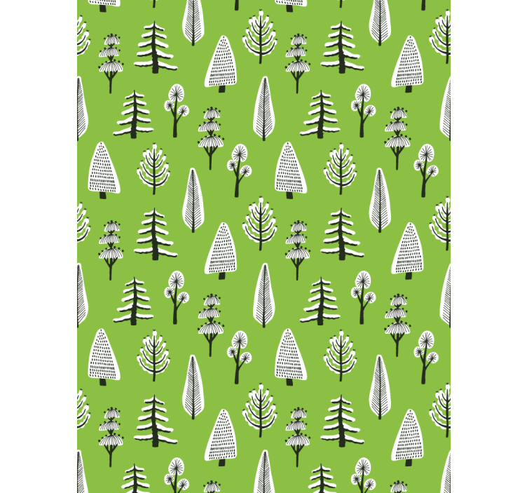 Tree wallpaper different green trees - TenStickers
