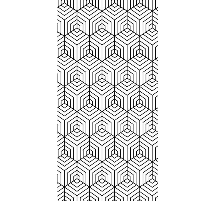 Modern wallpaper in black and white hexagons - TenStickers