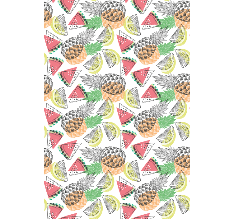 Modern wallpaper featuring a vibrant summer fruit pattern - TenStickers