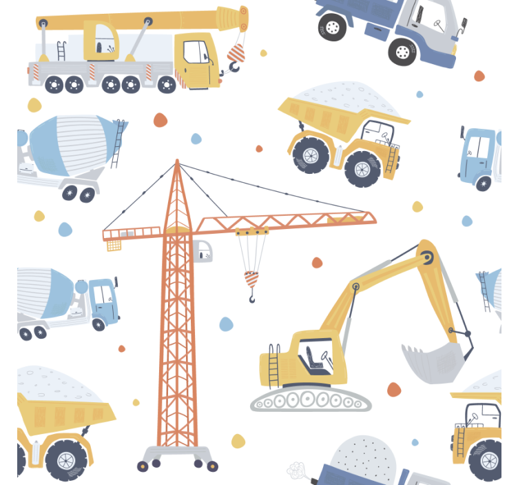 Kids wallpaper construction vehicle adventure - TenStickers