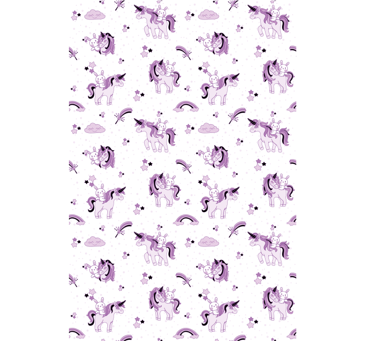 Kids wallpaper featuring magical purple unicorns - TenStickers