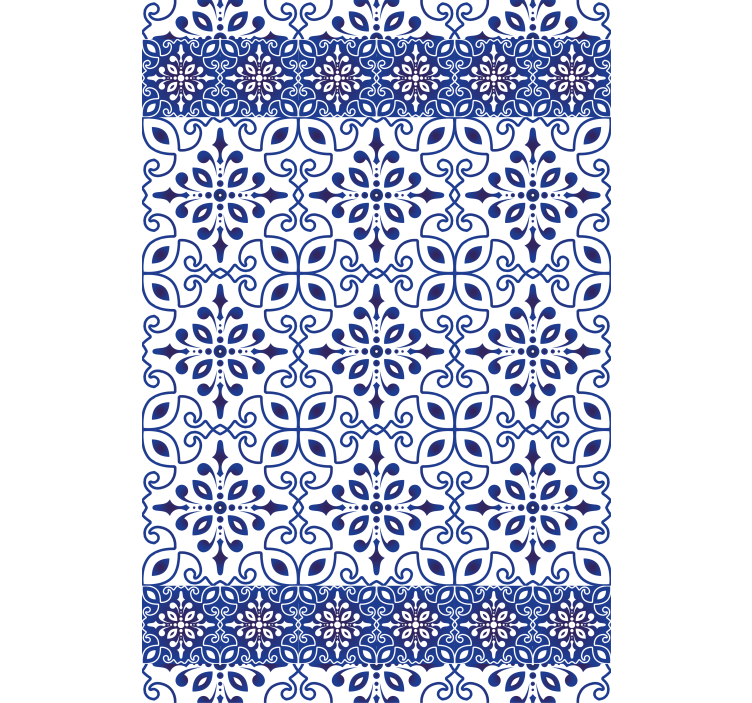 Bathroom wallpaper in ornate blue tiles - TenStickers