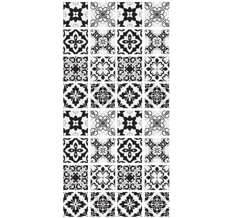 Kitchen wallpaper black and white tiles design - TenStickers
