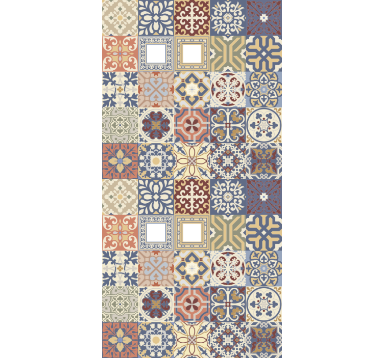 Kitchen wallpaper in multicolor hydraulic design - TenStickers