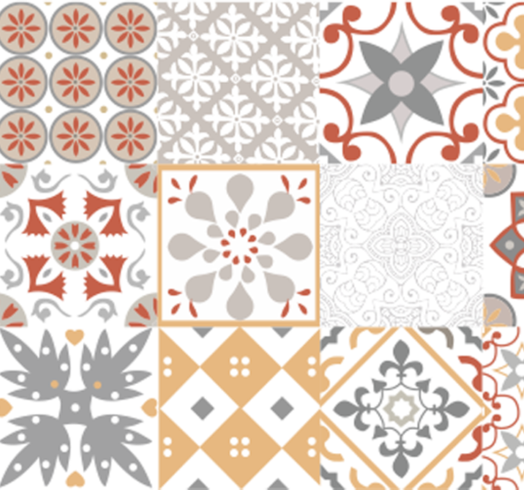Kitchen wallpaper orange mosaic design - TenStickers