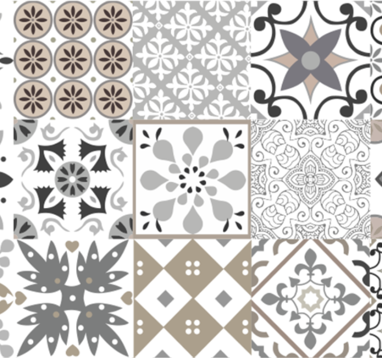 Kitchen wallpaper in grey mosaic - TenStickers