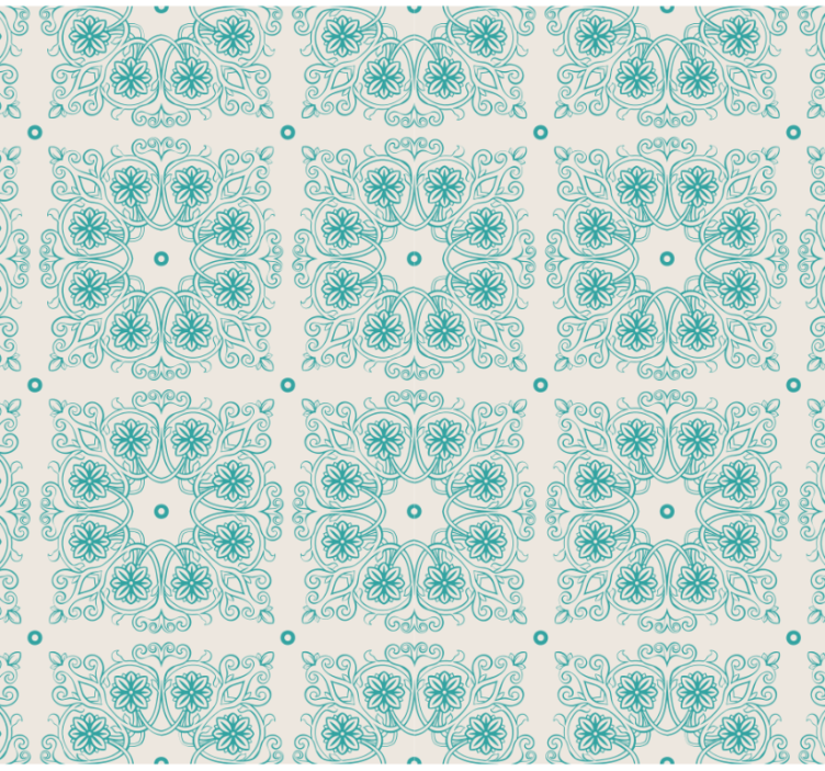 Kitchen wallpaper in turquoise tile design - TenStickers