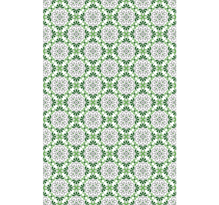Kitchen wallpaper green floral mosaic - TenStickers