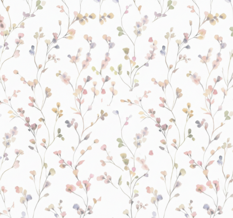 Living room wallpaper watercolor meadow sprig - TenStickers
