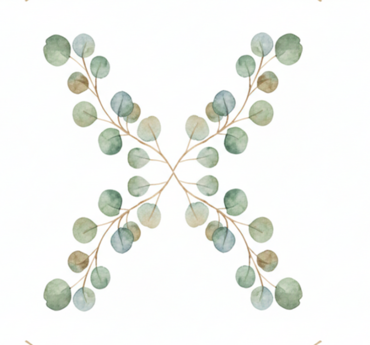 Living room wallpaper eucalyptus watercolor sprig - TenStickers