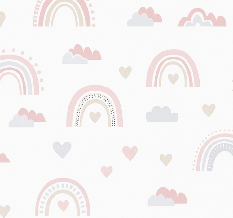 Kids wallpaper kids pink rainbow design - TenStickers