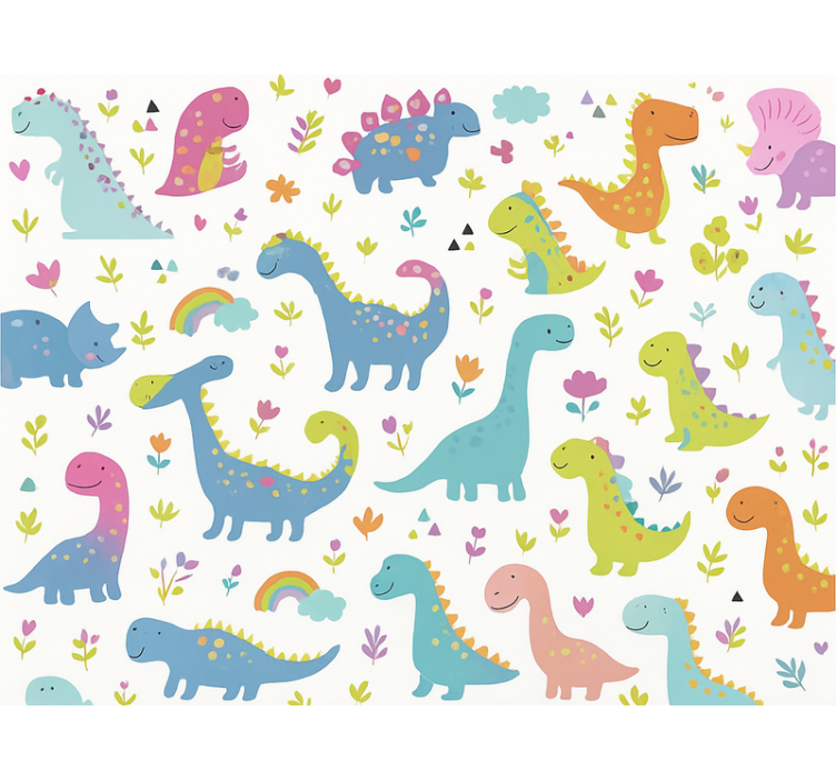Kids wallpaper colorful dinosaur design - TenStickers