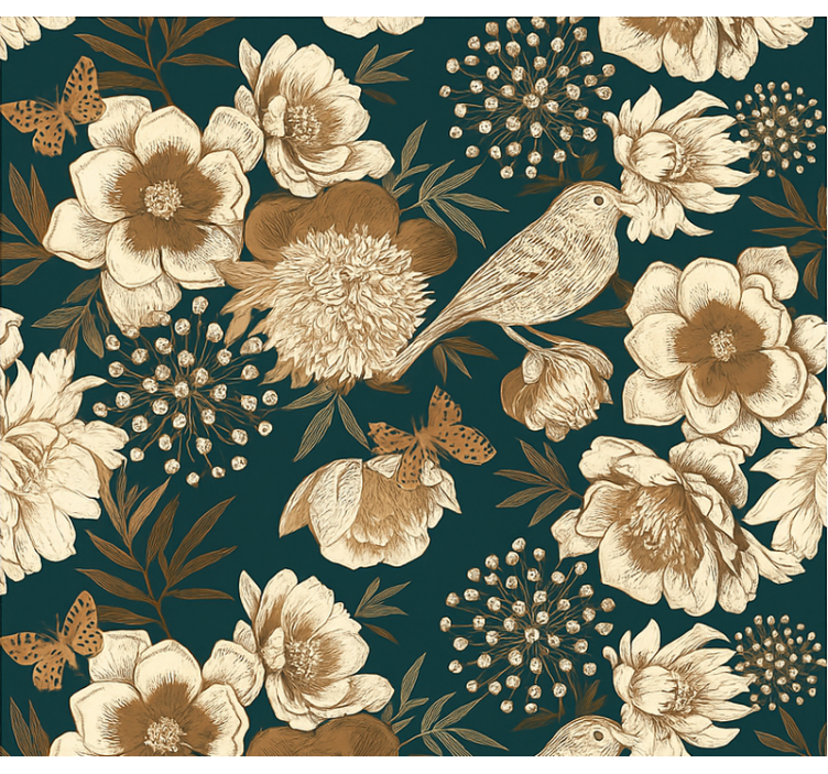 Birds wallpaper vintage botanical chinoiserie - TenStickers