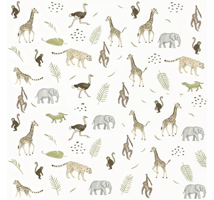 Kids wallpaper savanna animals - TenStickers