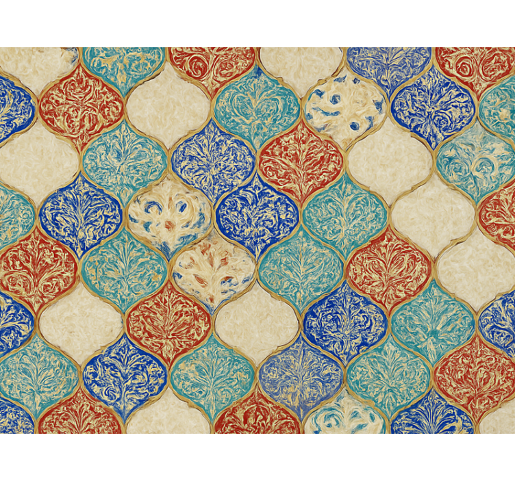 Living room wallpaper in colorful moroccan design - TenStickers