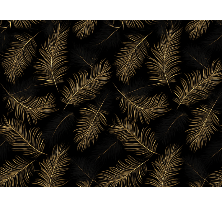Living room wallpaper black with gold leaves pattern - TenStickers