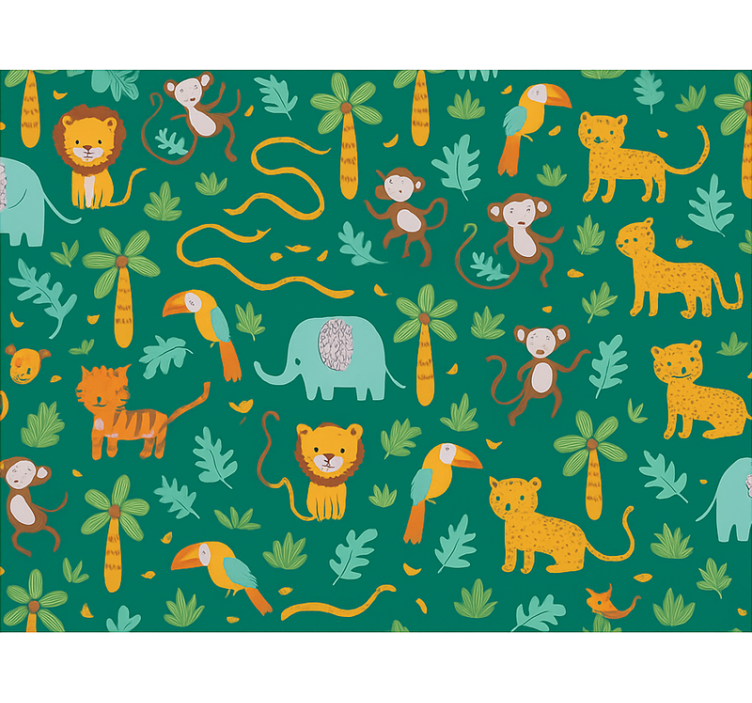 Kids wallpaper cute kids easy jungle design - TenStickers