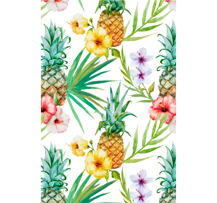 Flower wallpaper with painted pineapple design - TenStickers