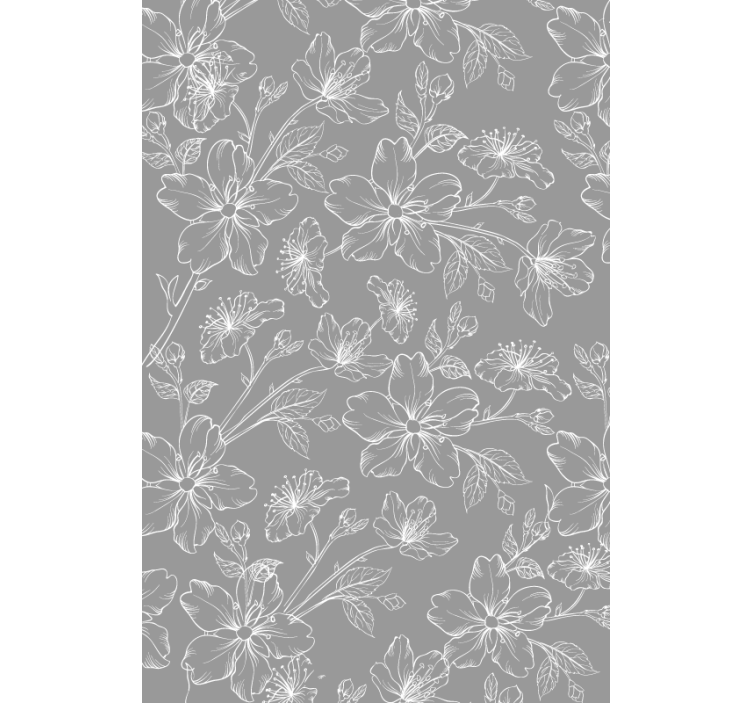 Flower wallpaper with grey pattern - TenStickers