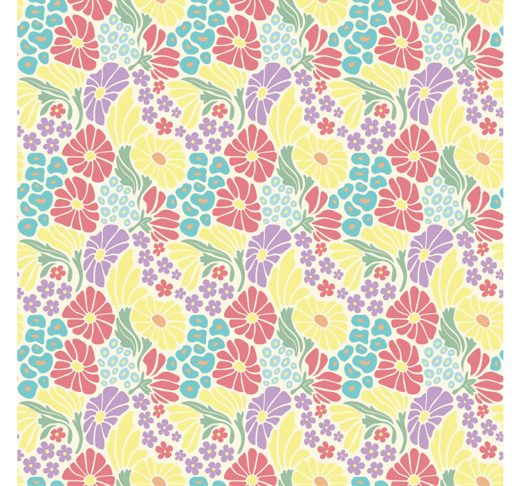 Flower wallpaper in soft pastel blooms - TenStickers