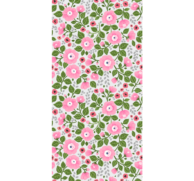 Flower wallpaper with pretty pink blooms - TenStickers